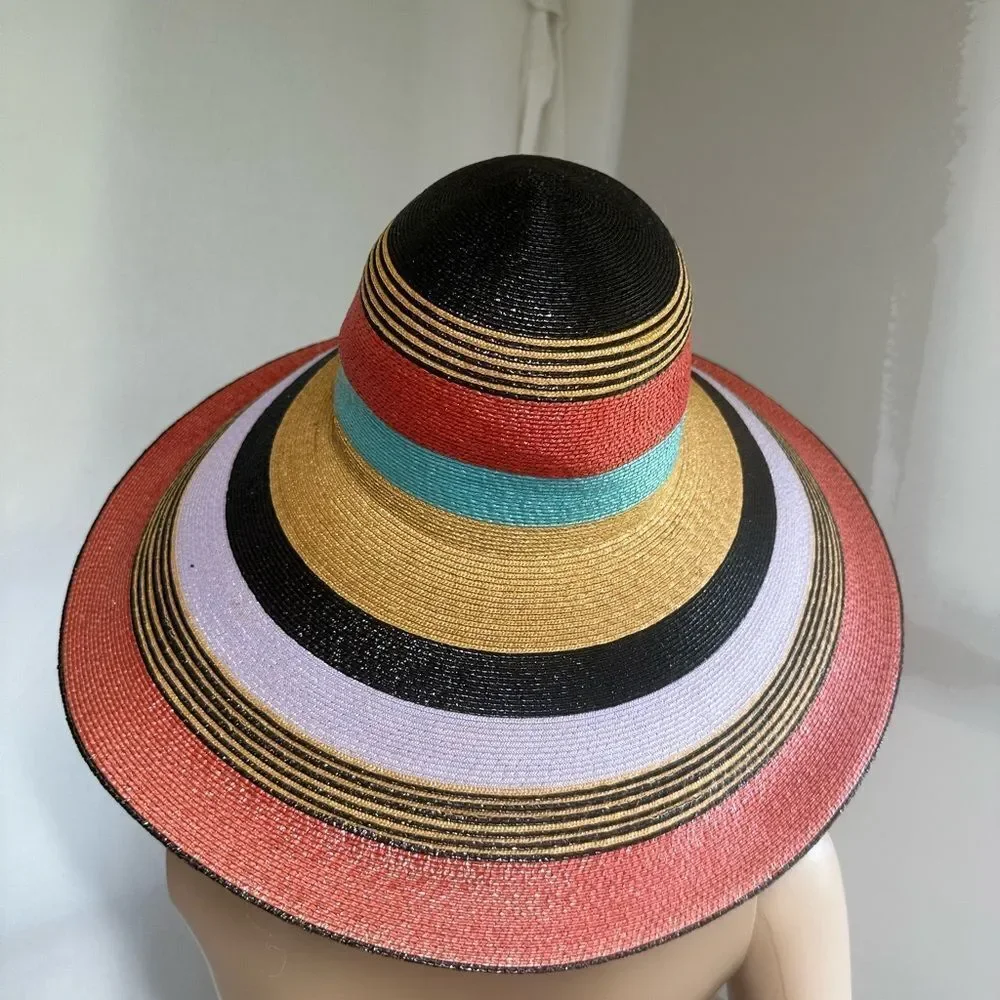 Frank Olive Private Collection vintage 1970’s colorful wide brim straw hat - Picture 3 of 6